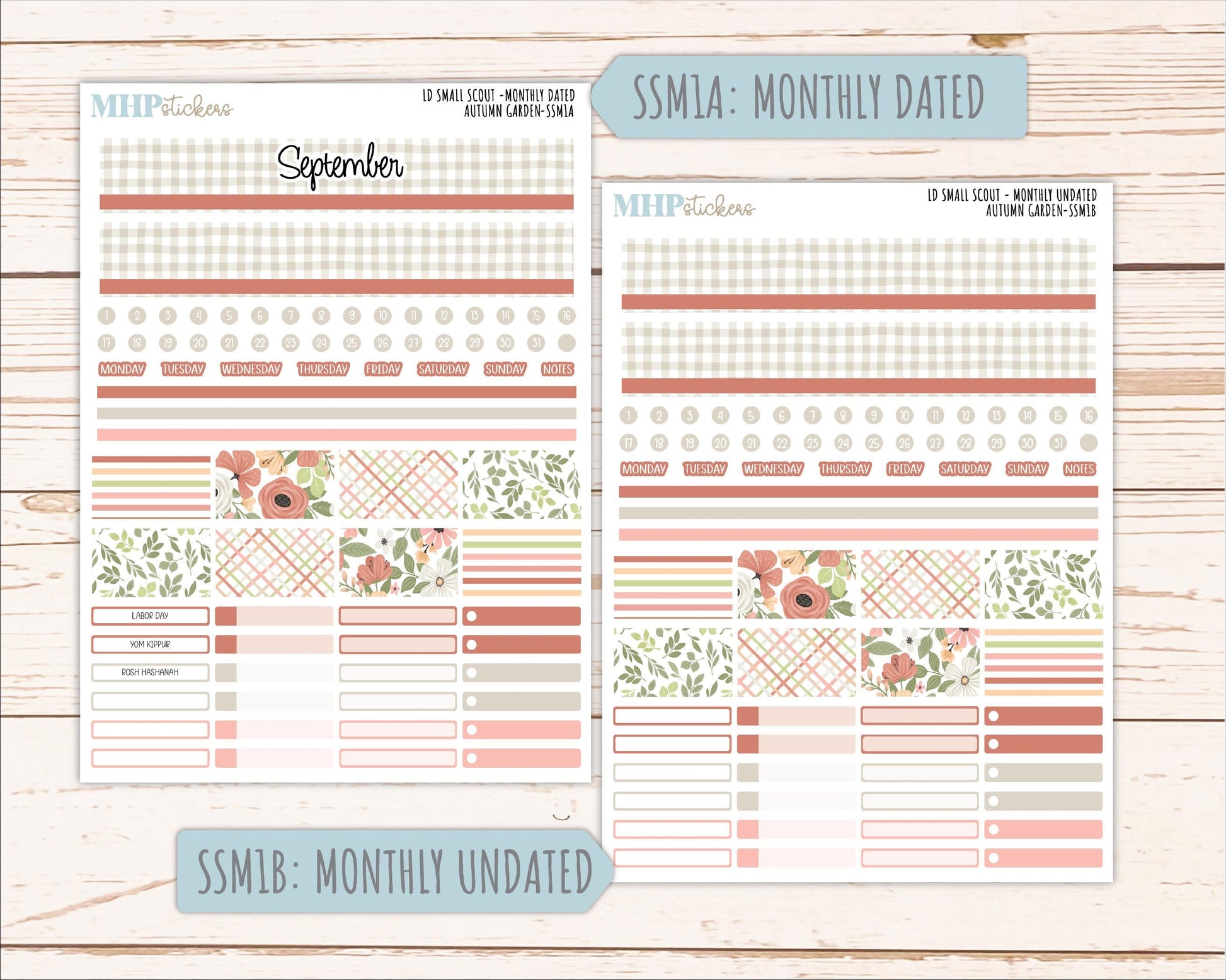 SEPTEMBER 2026 Stickers for the Small Scout Planner. For Laurel Denise Planners. "Autumn Garden" ||SS