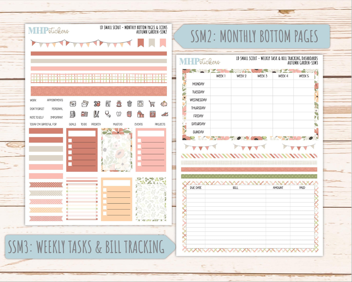 SEPTEMBER 2026 Stickers for the Small Scout Planner. For Laurel Denise Planners. "Autumn Garden" ||SS