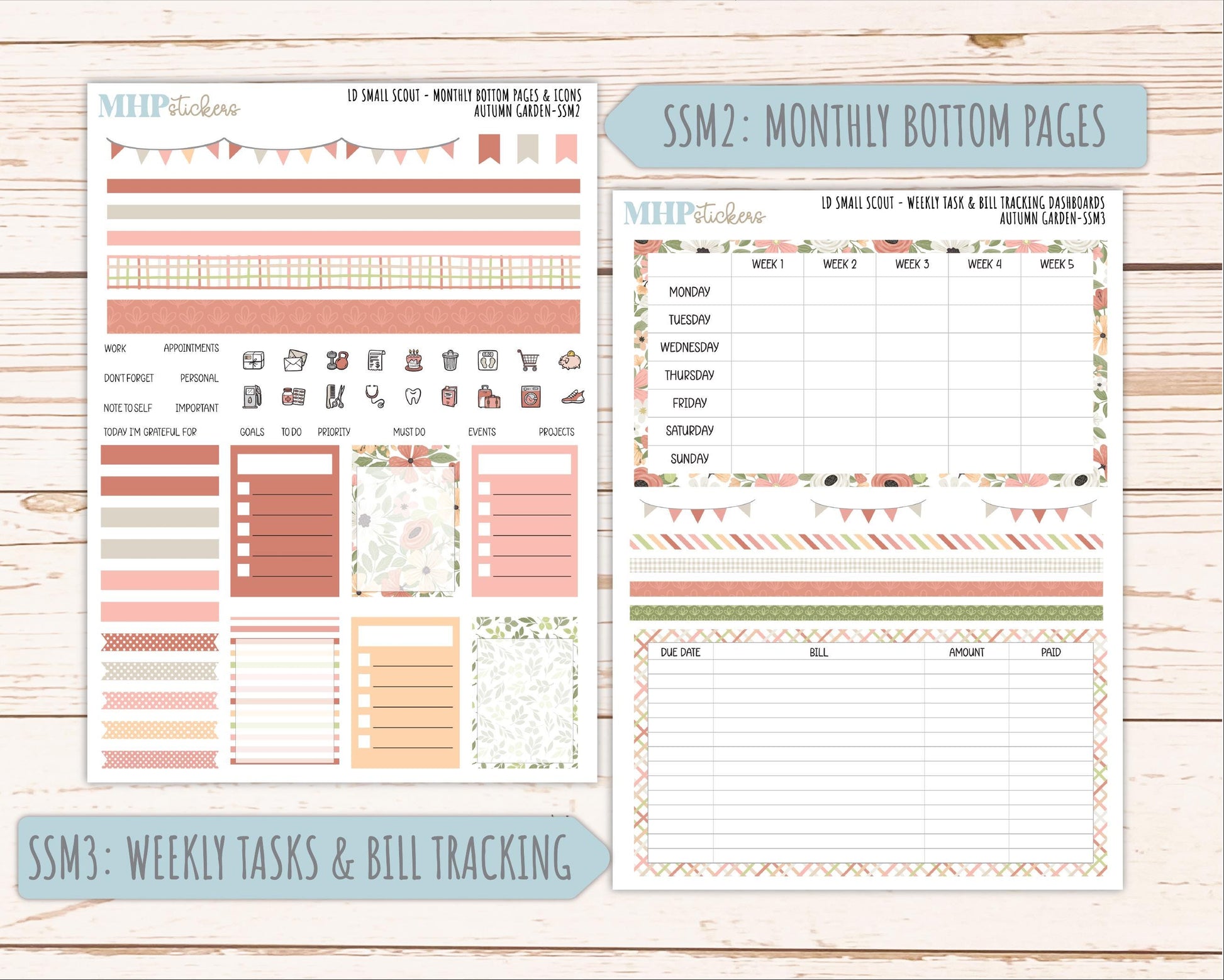SEPTEMBER 2026 Stickers for the Small Scout Planner. For Laurel Denise Planners. "Autumn Garden" ||SS