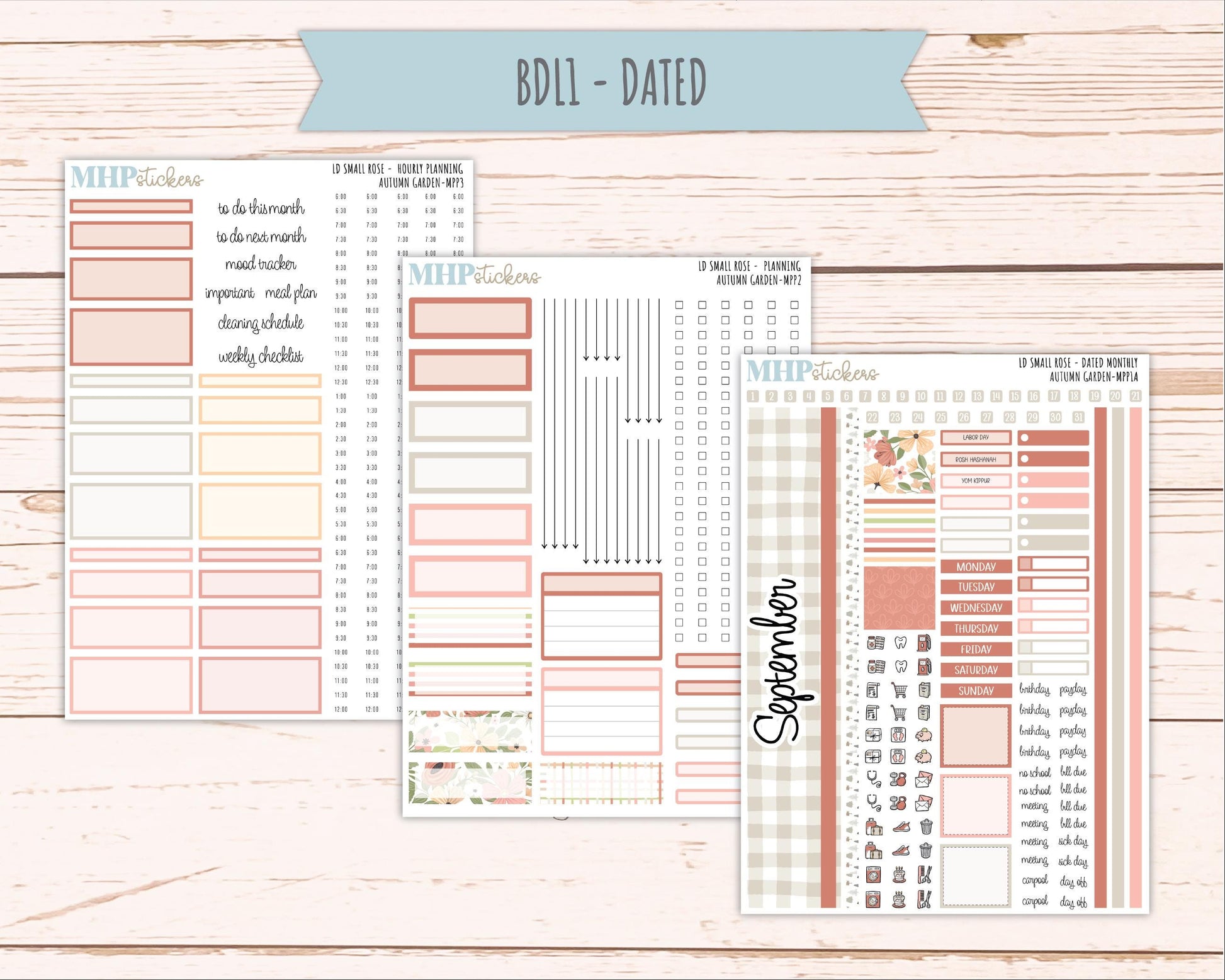 SEPTEMBER 2026 Stickers for The Small Rose Laurel Denise Planner. "Autumn Garden" || MPP