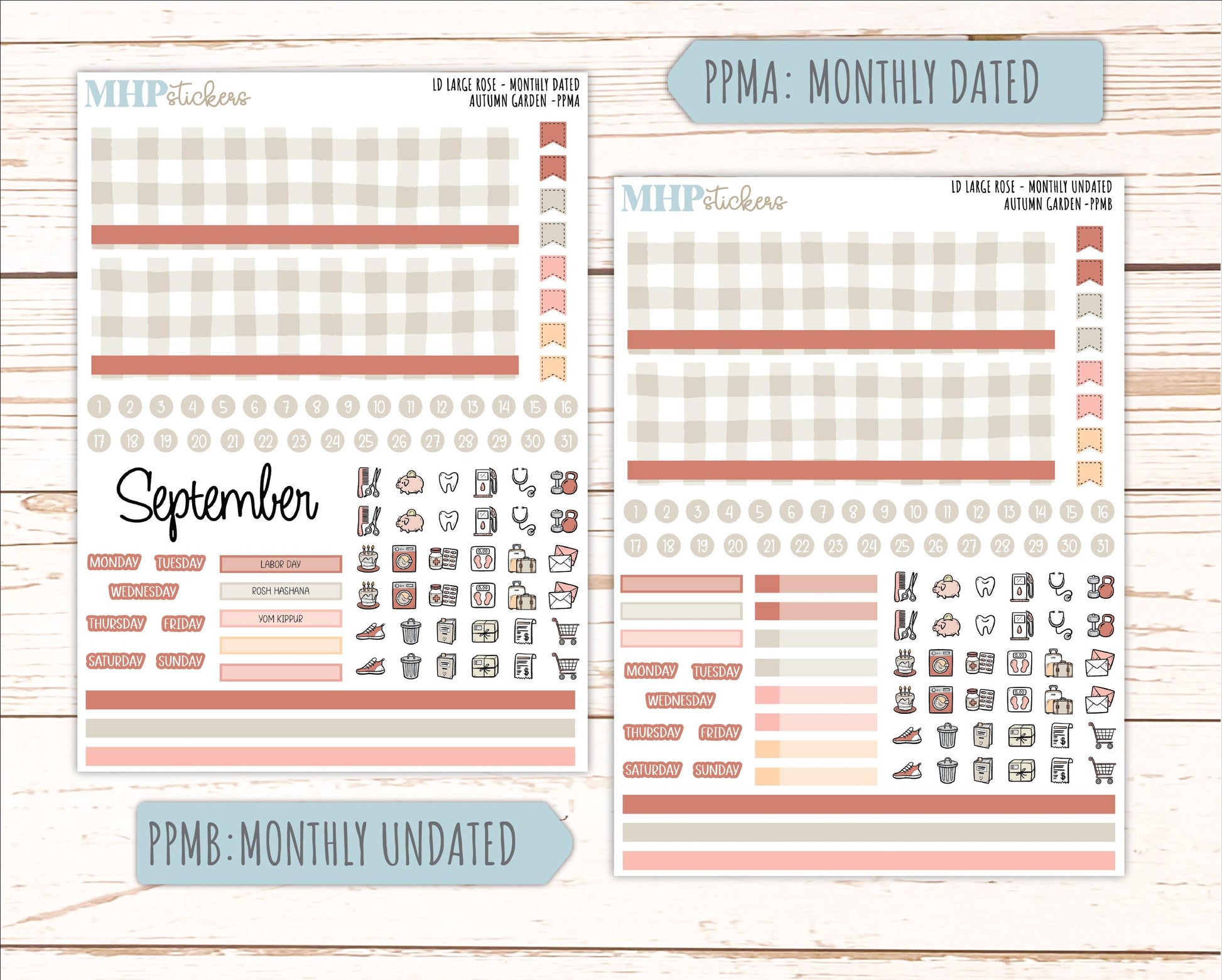 SEPTEMBER 2026 Stickers for the Large Rose Laurel Denise Planner. "Autumn Garden" || PP