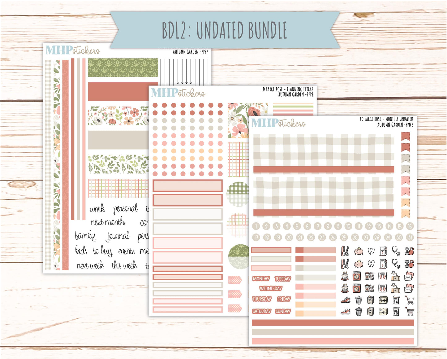 SEPTEMBER 2026 Stickers for the Large Rose Laurel Denise Planner. "Autumn Garden" || PP