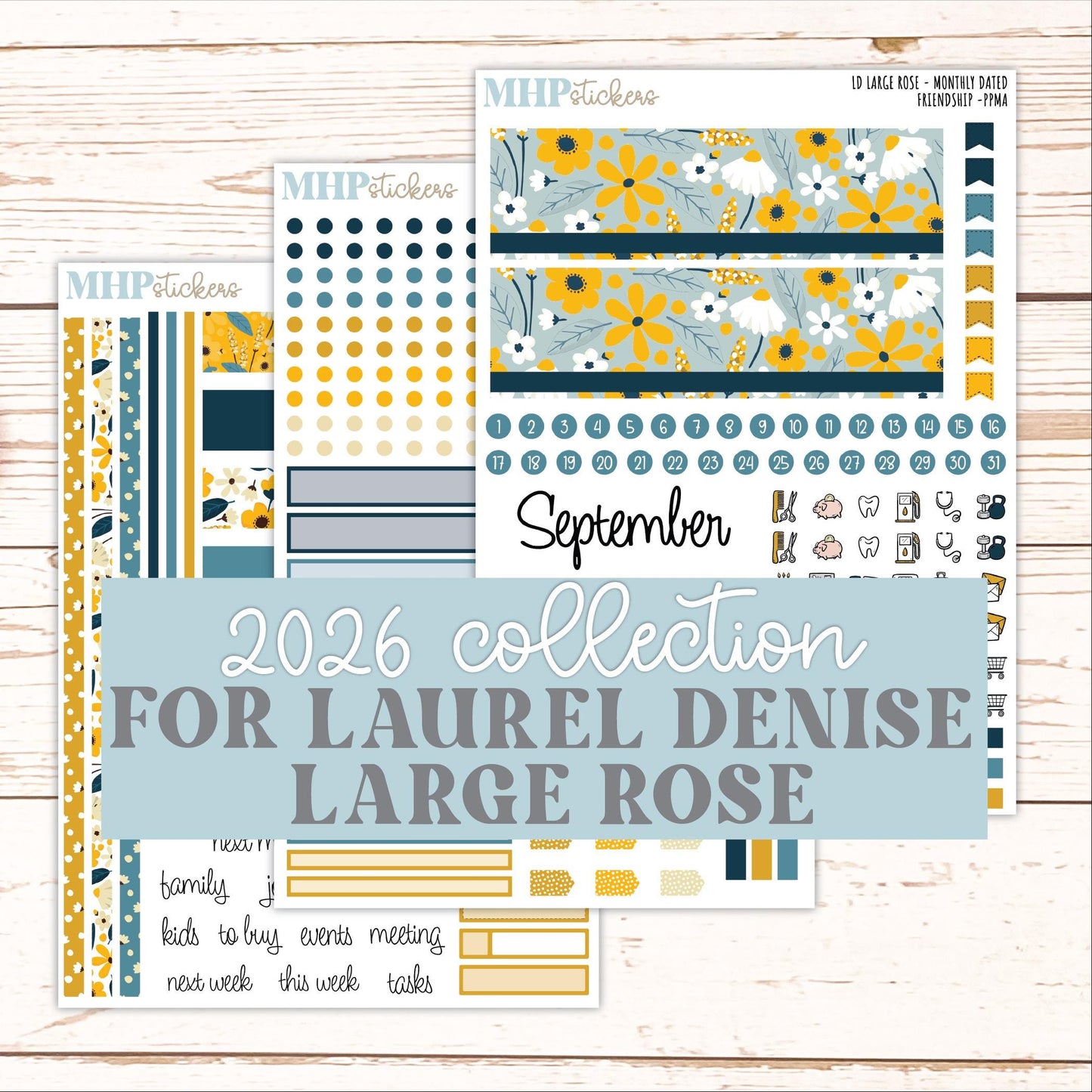SEPTEMBER 2026 Stickers for the Large Rose Laurel Denise Planner. "Friendship" || PP