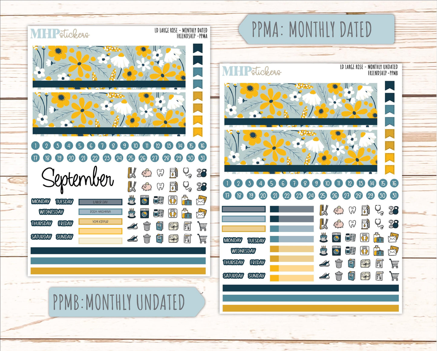 SEPTEMBER 2026 Stickers for the Large Rose Laurel Denise Planner. "Friendship" || PP