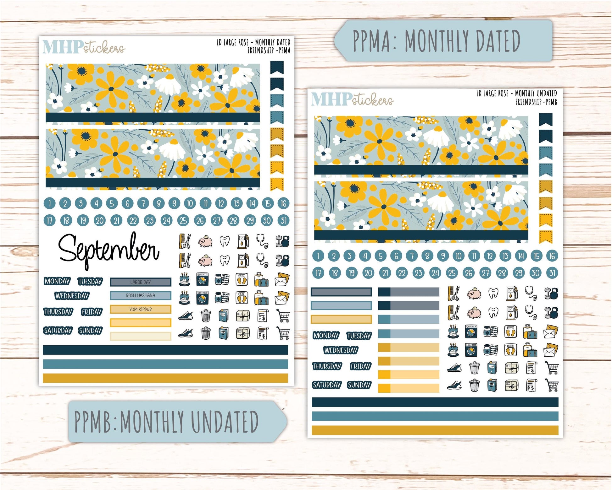 SEPTEMBER 2026 Stickers for the Large Rose Laurel Denise Planner. "Friendship" || PP
