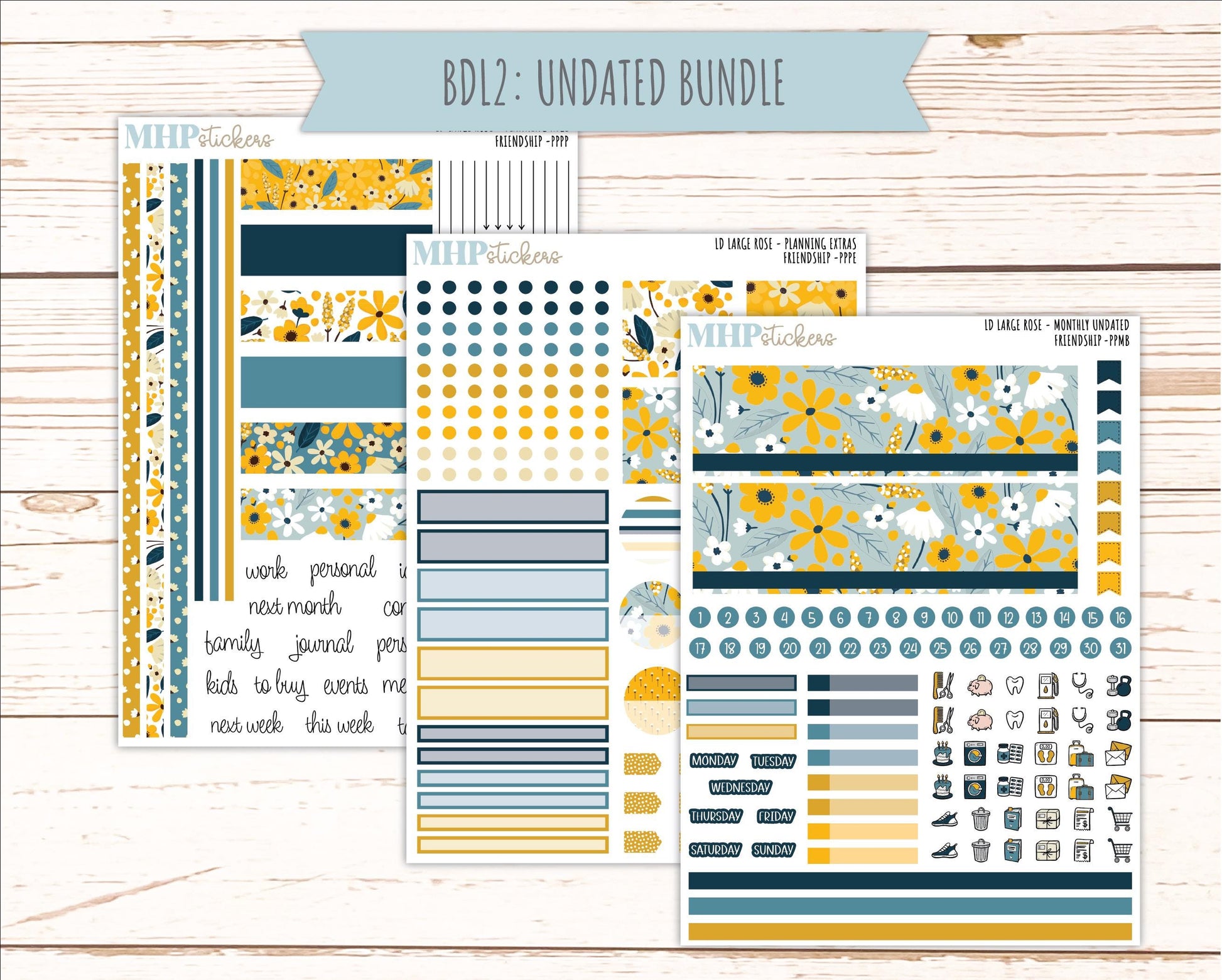 SEPTEMBER 2026 Stickers for the Large Rose Laurel Denise Planner. "Friendship" || PP