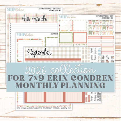 SEPTEMBER Monthly Kit for 7x9 Erin Condren Planners. 2026 Collection "Autumn Garden" || ECM