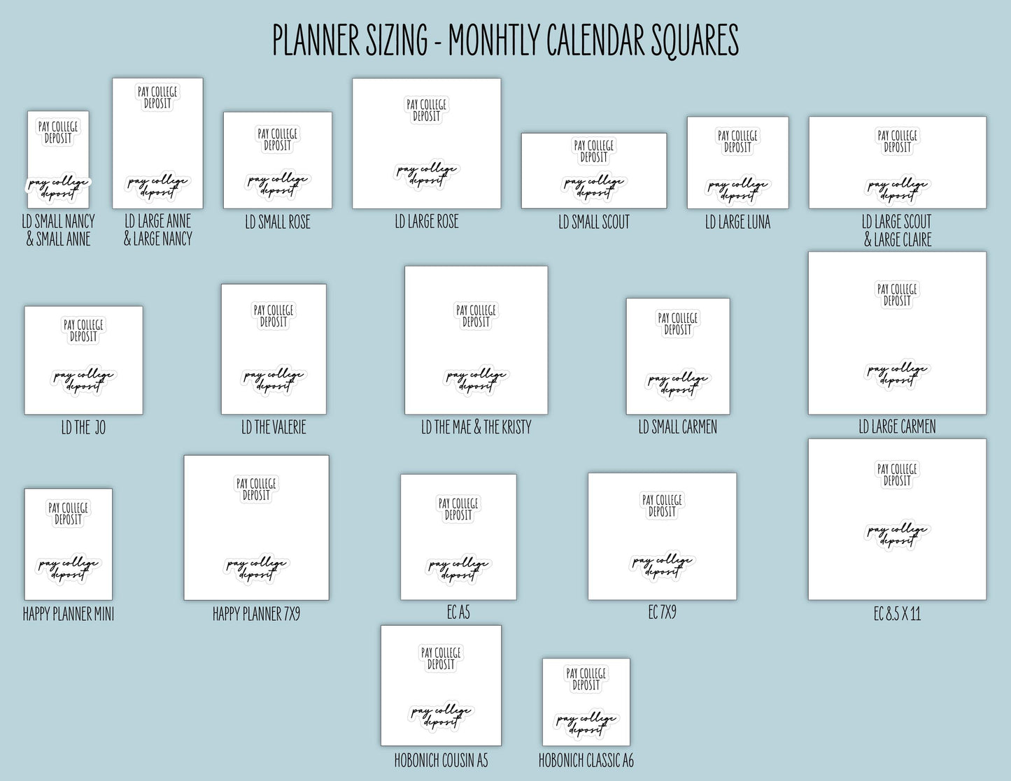 To Do Scrips - College Theme. Sticker for Planners, Organizers, and Bullet Journals. || H670