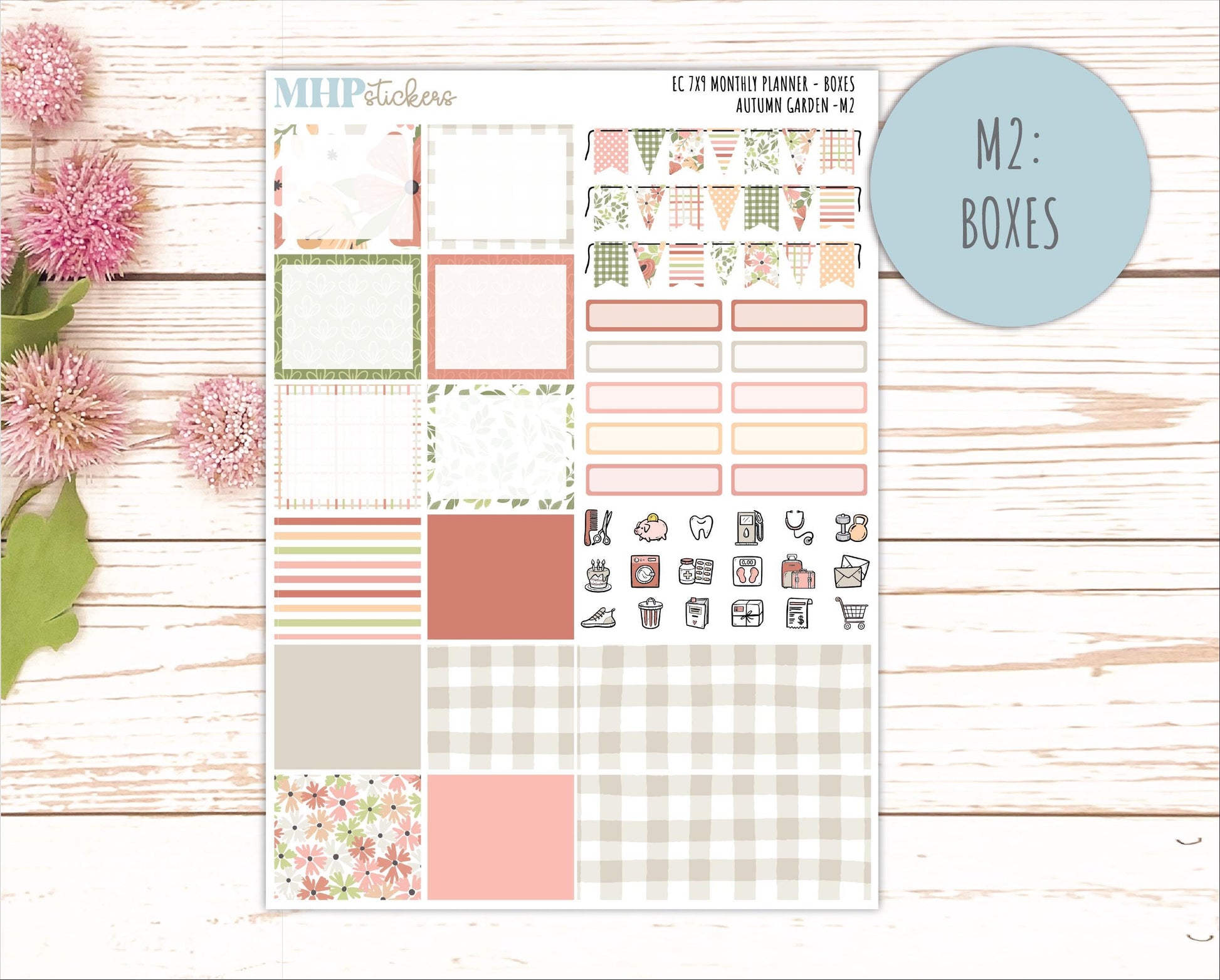SEPTEMBER Monthly Kit for 7x9 Erin Condren Planners. 2026 Collection "Autumn Garden" || ECM