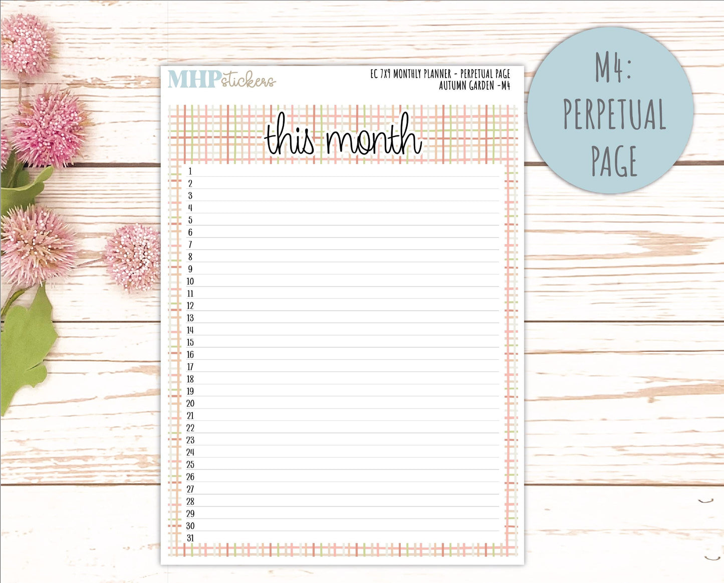 SEPTEMBER Monthly Kit for 7x9 Erin Condren Planners. 2026 Collection "Autumn Garden" || ECM