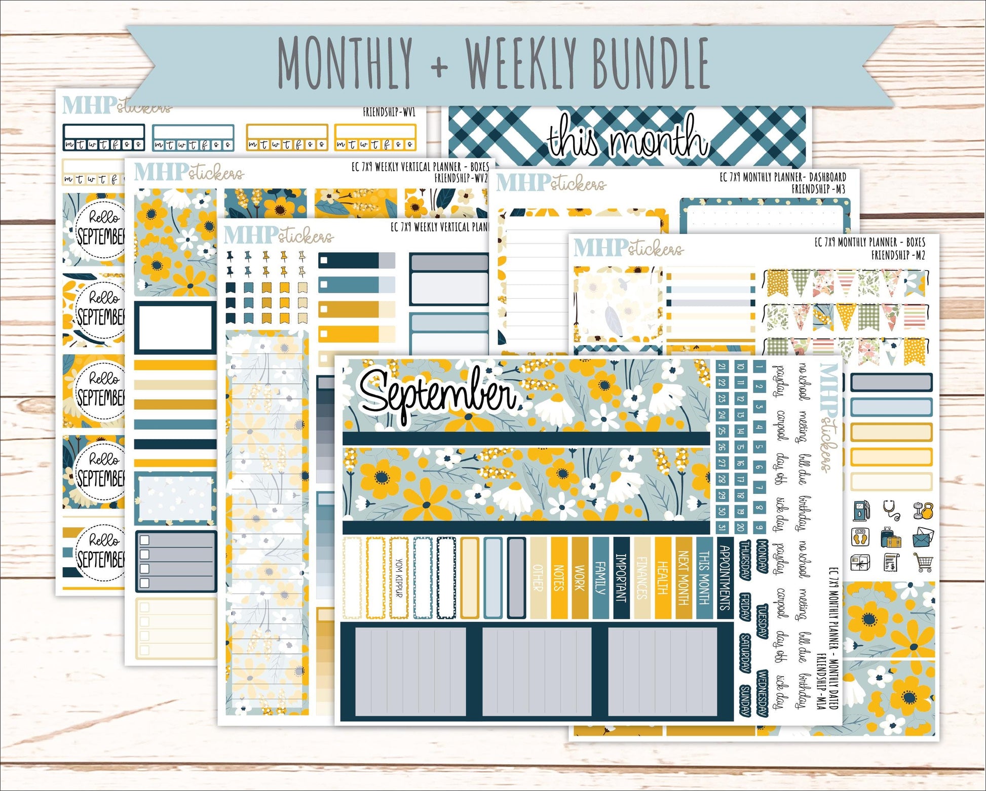 SEPTEMBER Weekly Vertical Kits for 7x9 Erin Condren Planners. 2026 Collection "Friendship" || ECWV