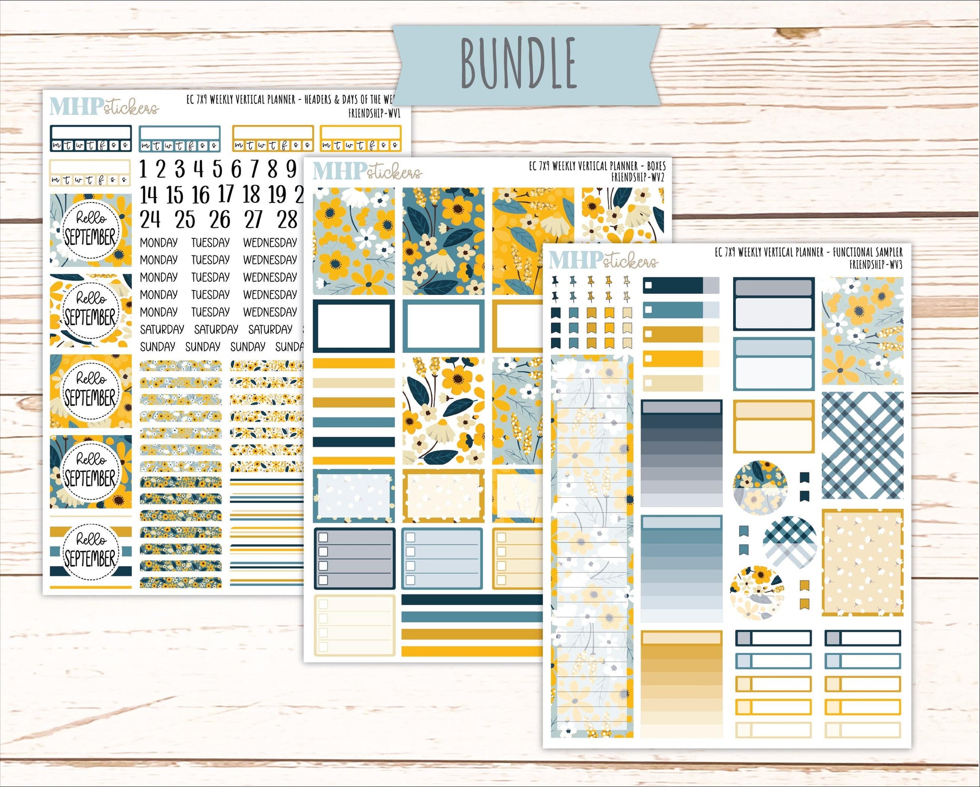 SEPTEMBER Weekly Vertical Kits for 7x9 Erin Condren Planners. 2026 Collection "Friendship" || ECWV