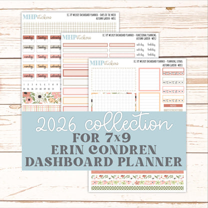 SEPTEMBER Weekly Dashboard Kit for 7x9 Erin Condren Planners. 2026 Collection "Autumn Garden" || ECWDS
