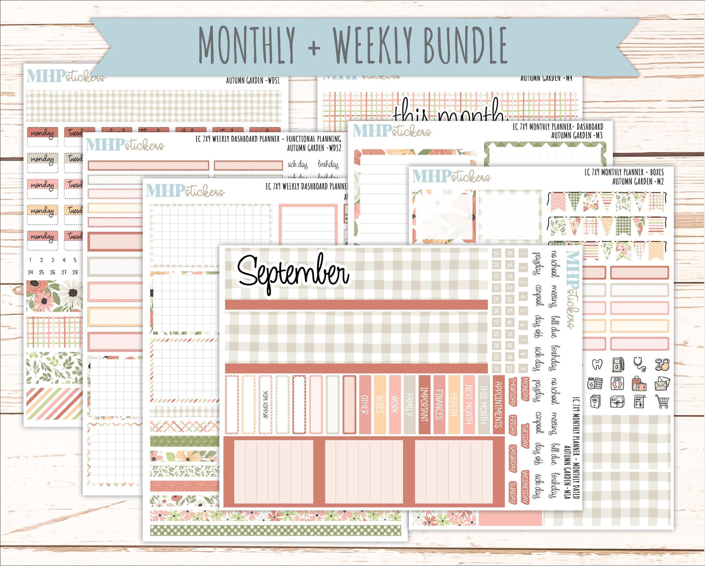 SEPTEMBER Weekly Dashboard Kit for 7x9 Erin Condren Planners. 2026 Collection "Autumn Garden" || ECWDS