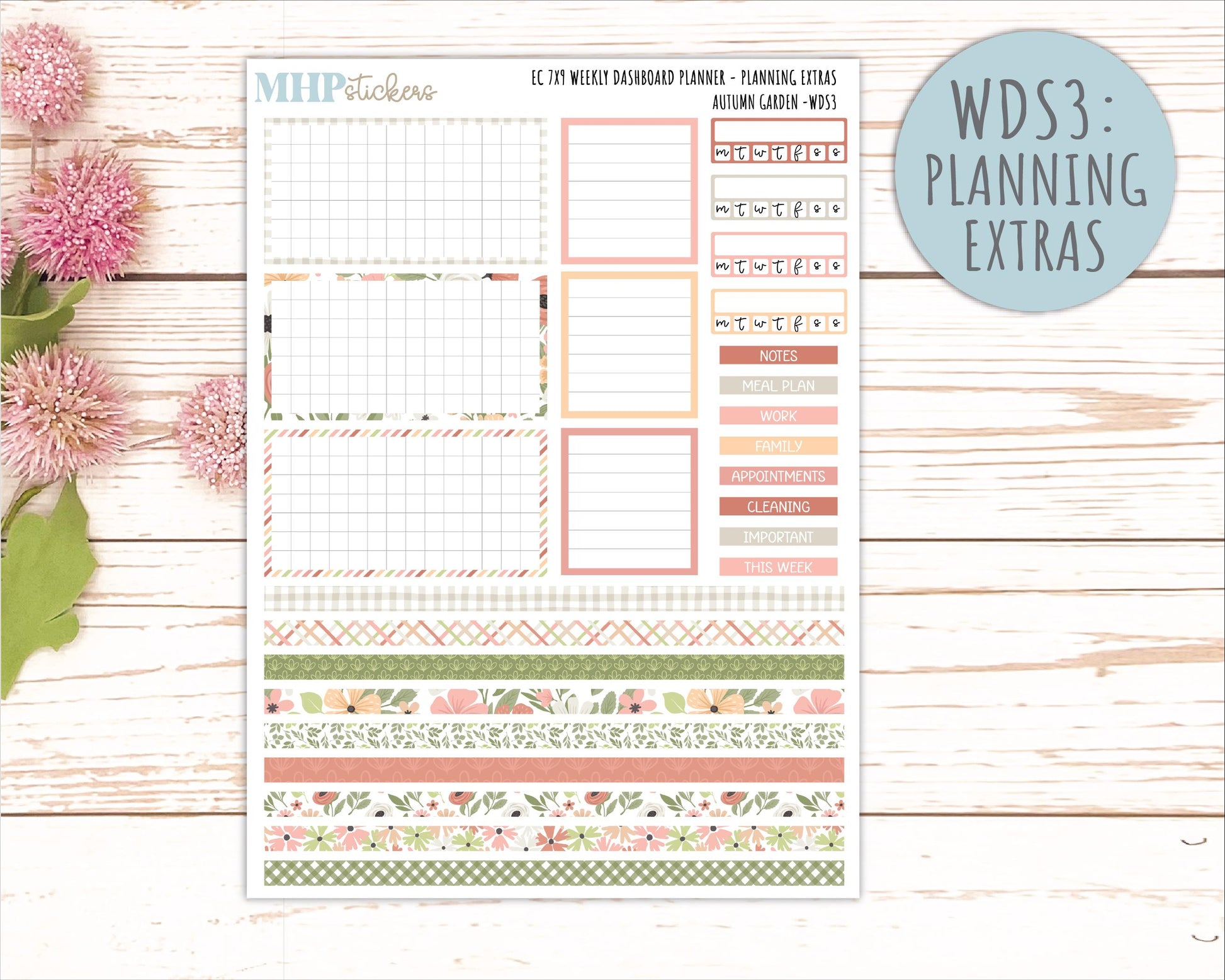 SEPTEMBER Daily Duo Sticker Kit for 7x9 Erin Condren Planners. 2026 Collection "Autumn Garden" || ECDD