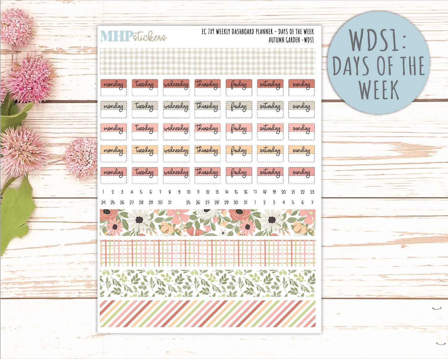 SEPTEMBER Daily Duo Sticker Kit for 7x9 Erin Condren Planners. 2026 Collection "Autumn Garden" || ECDD
