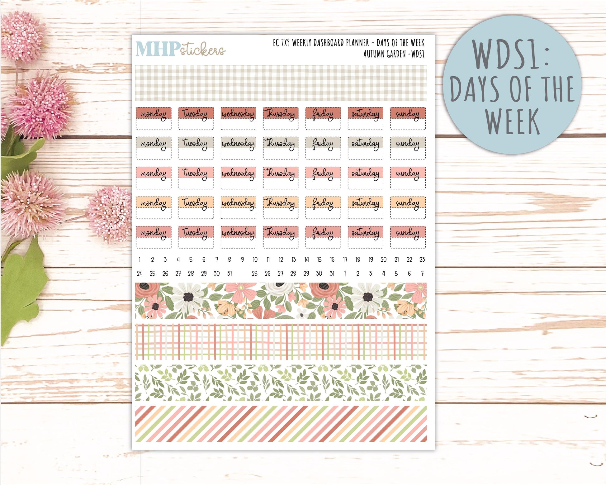 SEPTEMBER Daily Duo Sticker Kit for 7x9 Erin Condren Planners. 2026 Collection "Autumn Garden" || ECDD