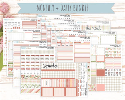SEPTEMBER Daily Duo Sticker Kit for 7x9 Erin Condren Planners. 2026 Collection "Autumn Garden" || ECDD