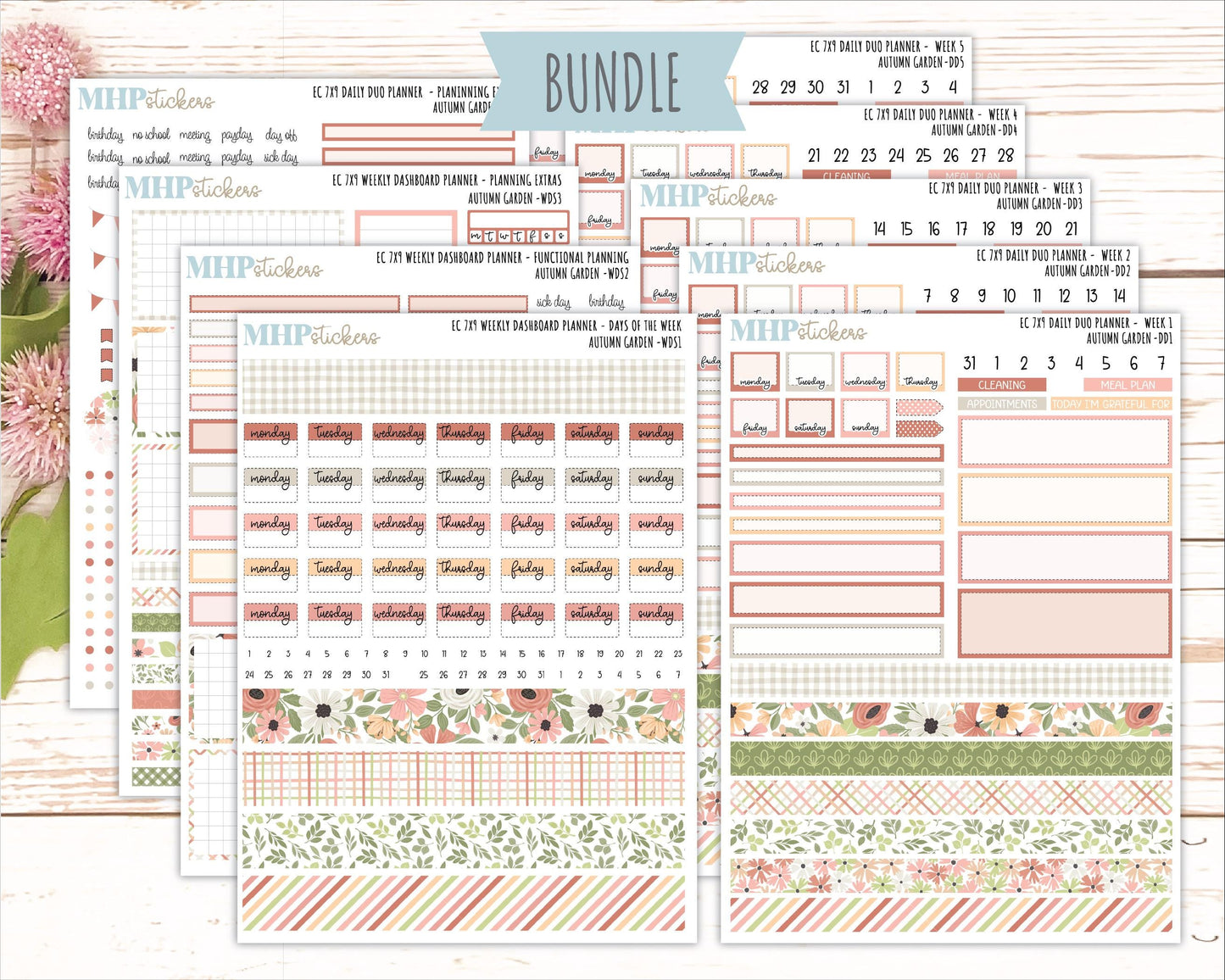 SEPTEMBER Daily Duo Sticker Kit for 7x9 Erin Condren Planners. 2026 Collection "Autumn Garden" || ECDD