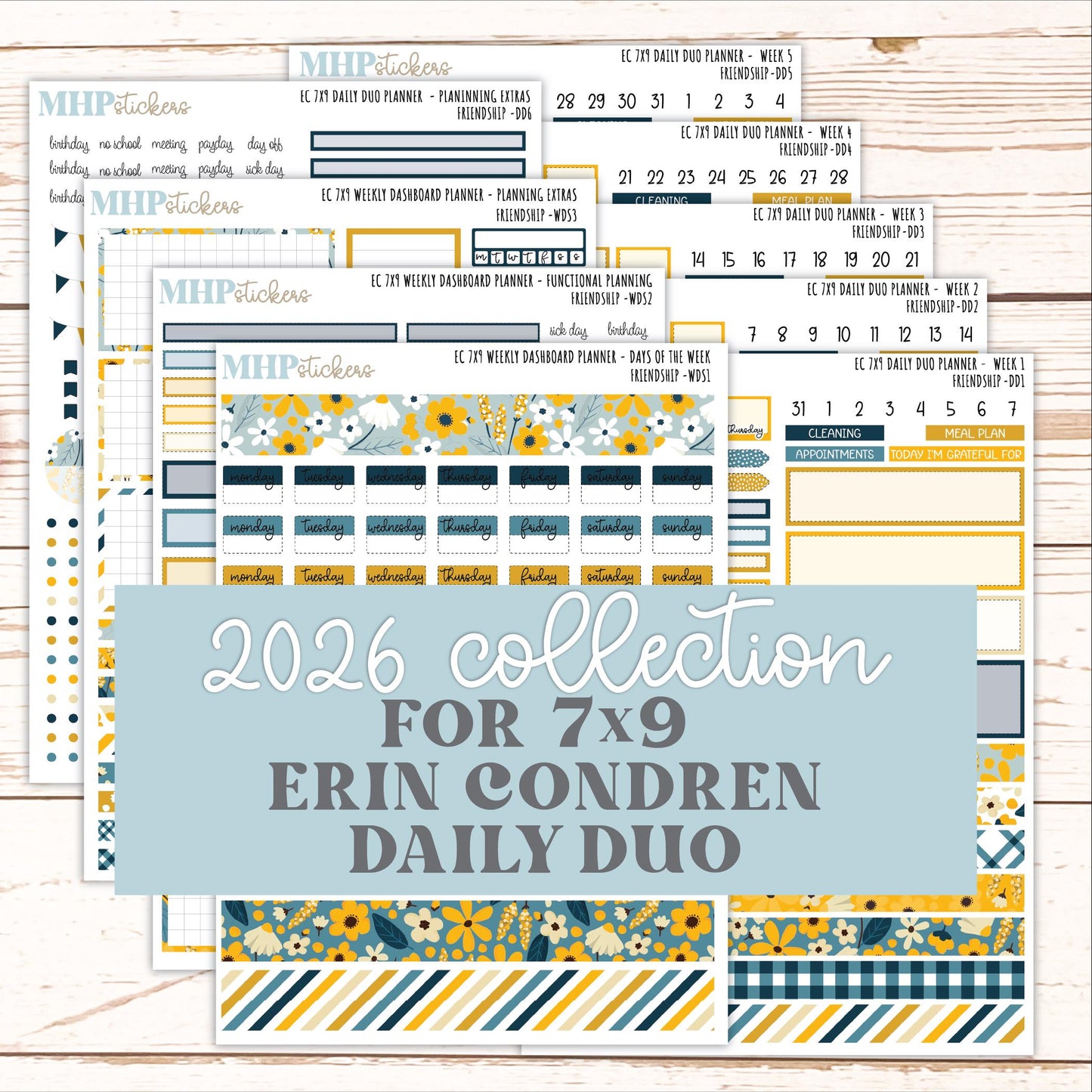 SEPTEMBER Daily Duo Sticker Kit for 7x9 Erin Condren Planners. 2026 Collection "Friendship" || ECDD
