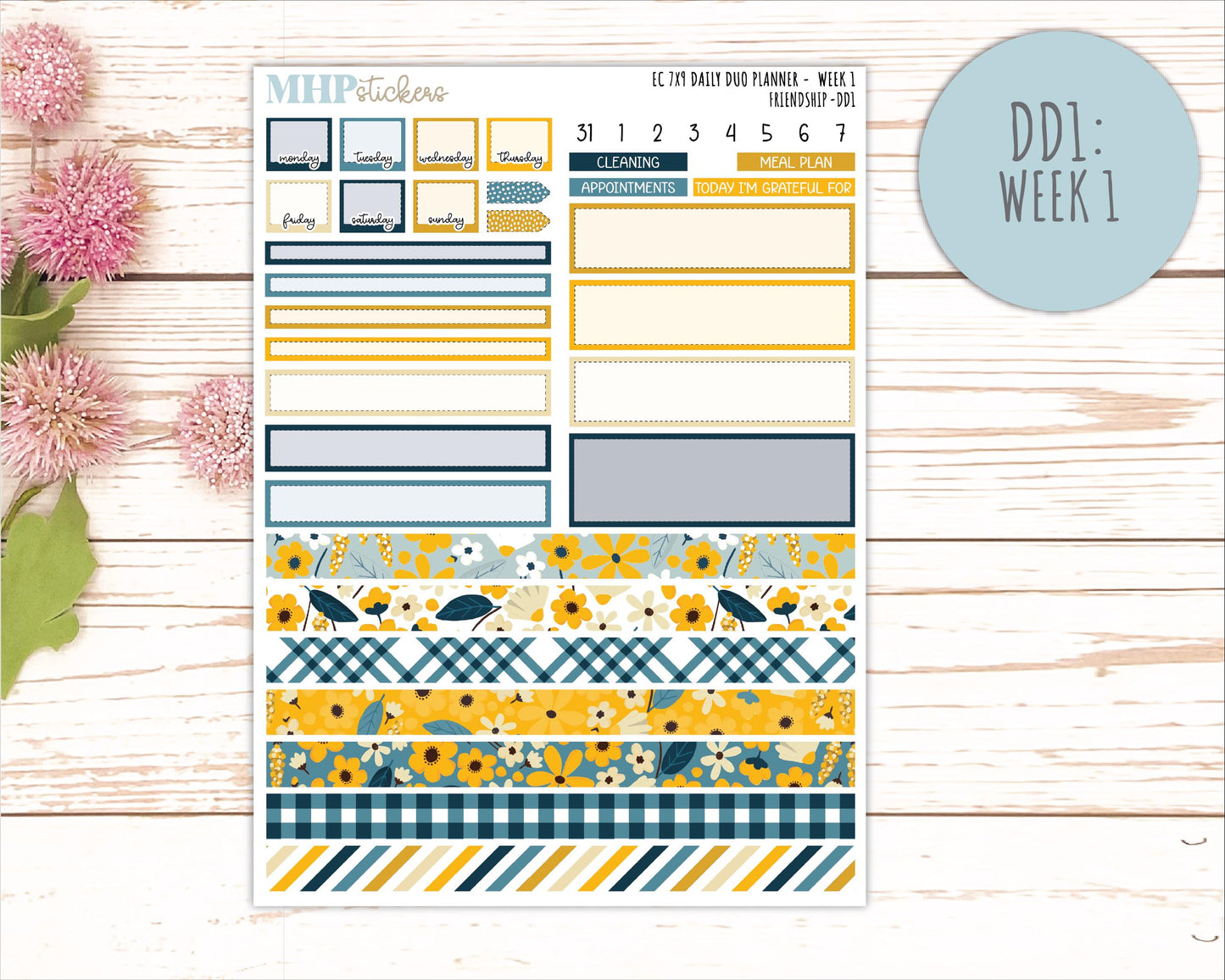 SEPTEMBER Daily Duo Sticker Kit for 7x9 Erin Condren Planners. 2026 Collection "Friendship" || ECDD