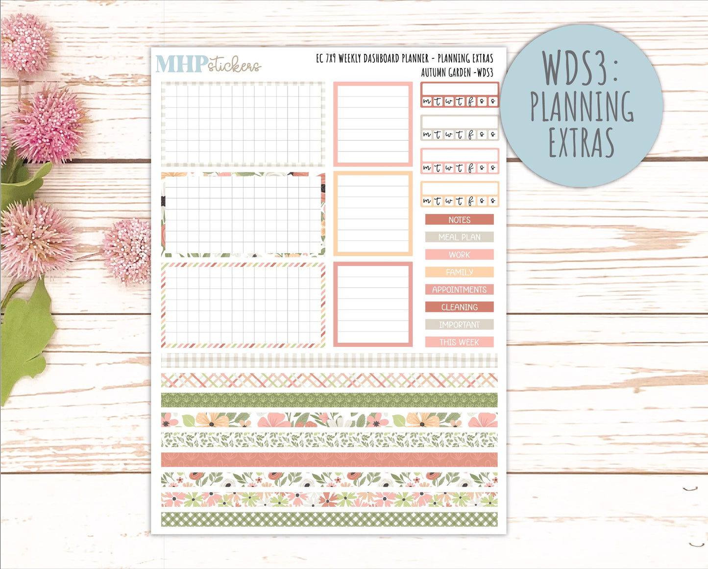 SEPTEMBER Weekly Dashboard Kit for 7x9 Erin Condren Planners. 2026 Collection "Autumn Garden" || ECWDS