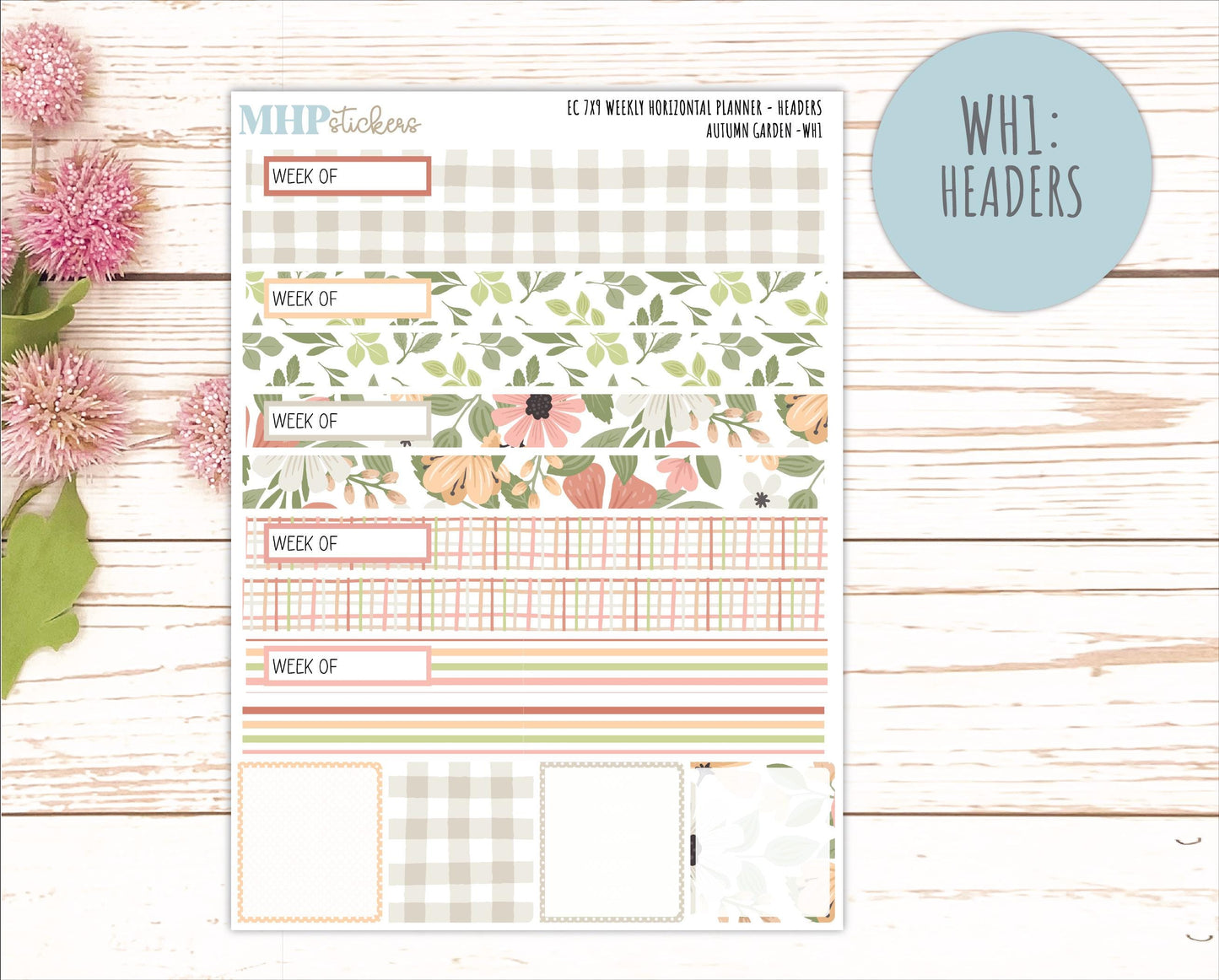 SEPTEMBER Weekly Horizontal Planning Kit for 7x9 Erin Condren Planners. 2026 Collection "Autumn Garden " || ECWH