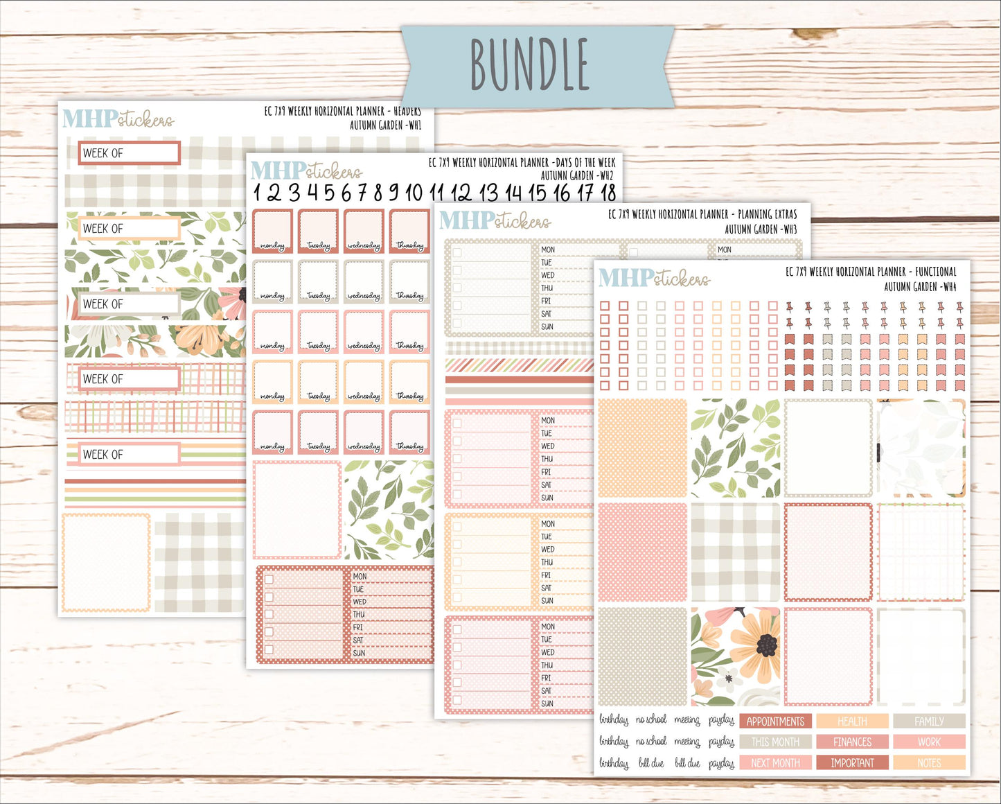 SEPTEMBER Weekly Horizontal Planning Kit for 7x9 Erin Condren Planners. 2026 Collection "Autumn Garden " || ECWH
