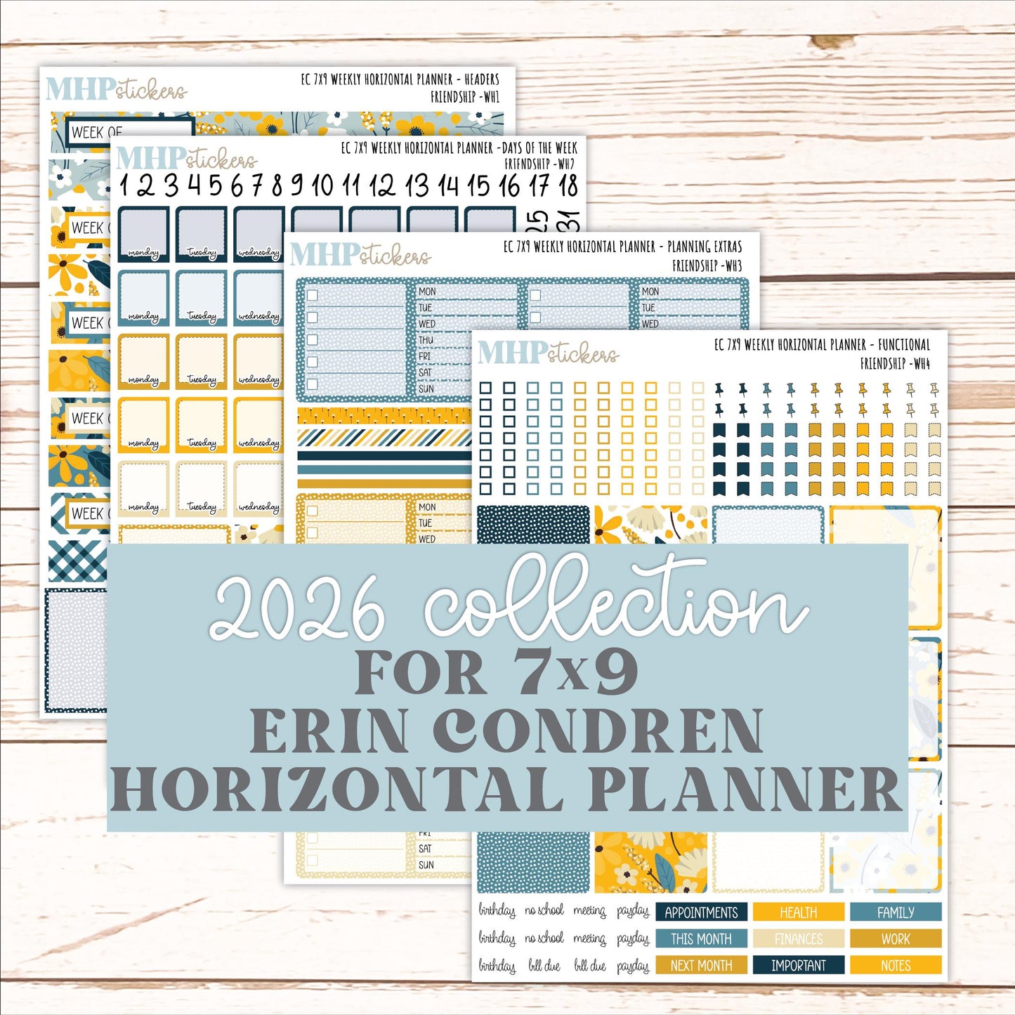 SEPTEMBER Weekly Horizontal Planning Kit for 7x9 Erin Condren Planners. 2026 Collection "Friendship " || ECWH