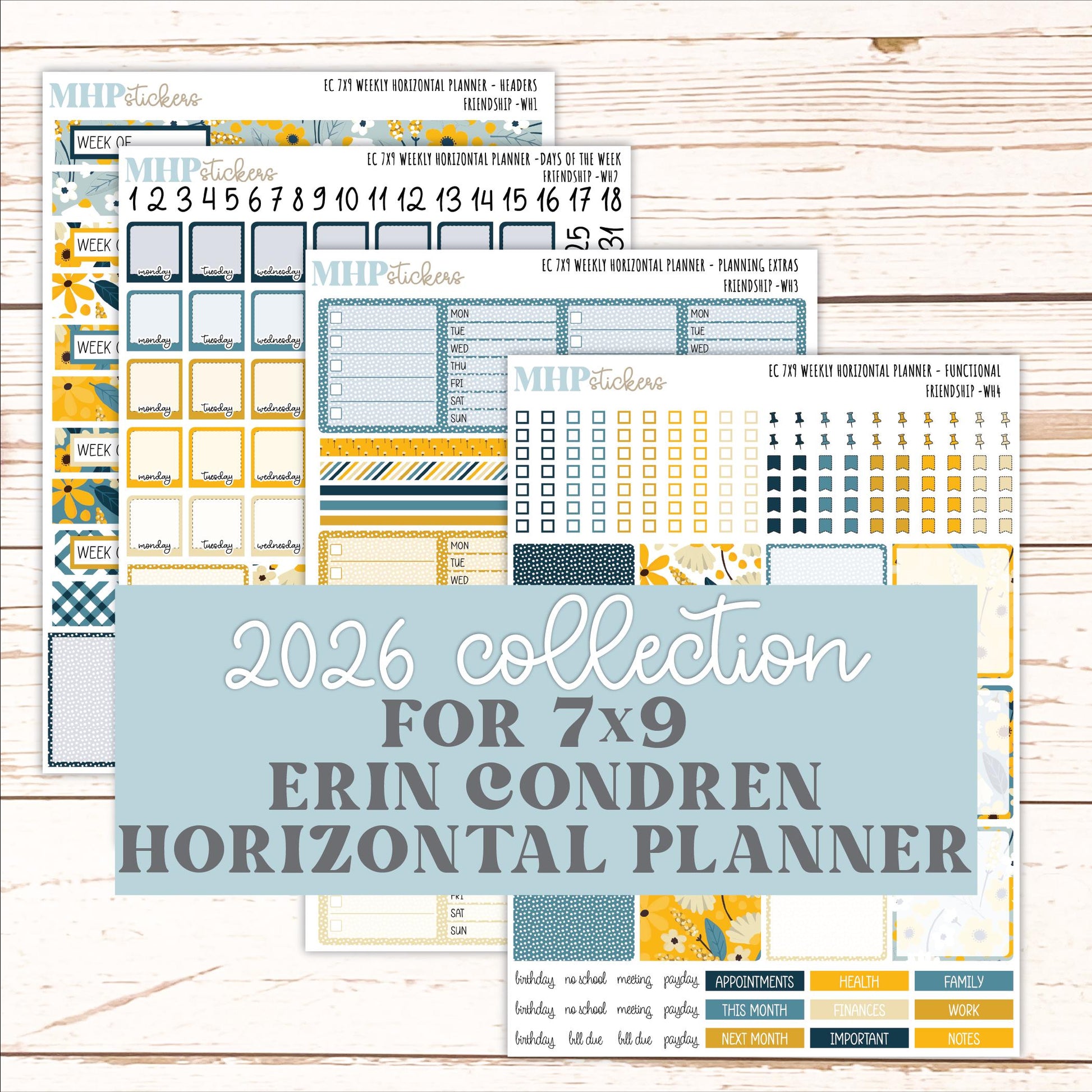 SEPTEMBER Weekly Horizontal Planning Kit for 7x9 Erin Condren Planners. 2026 Collection "Friendship " || ECWH