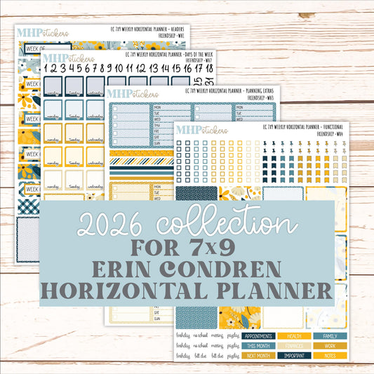 SEPTEMBER Weekly Horizontal Planning Kit for 7x9 Erin Condren Planners. 2026 Collection "Friendship " || ECWH