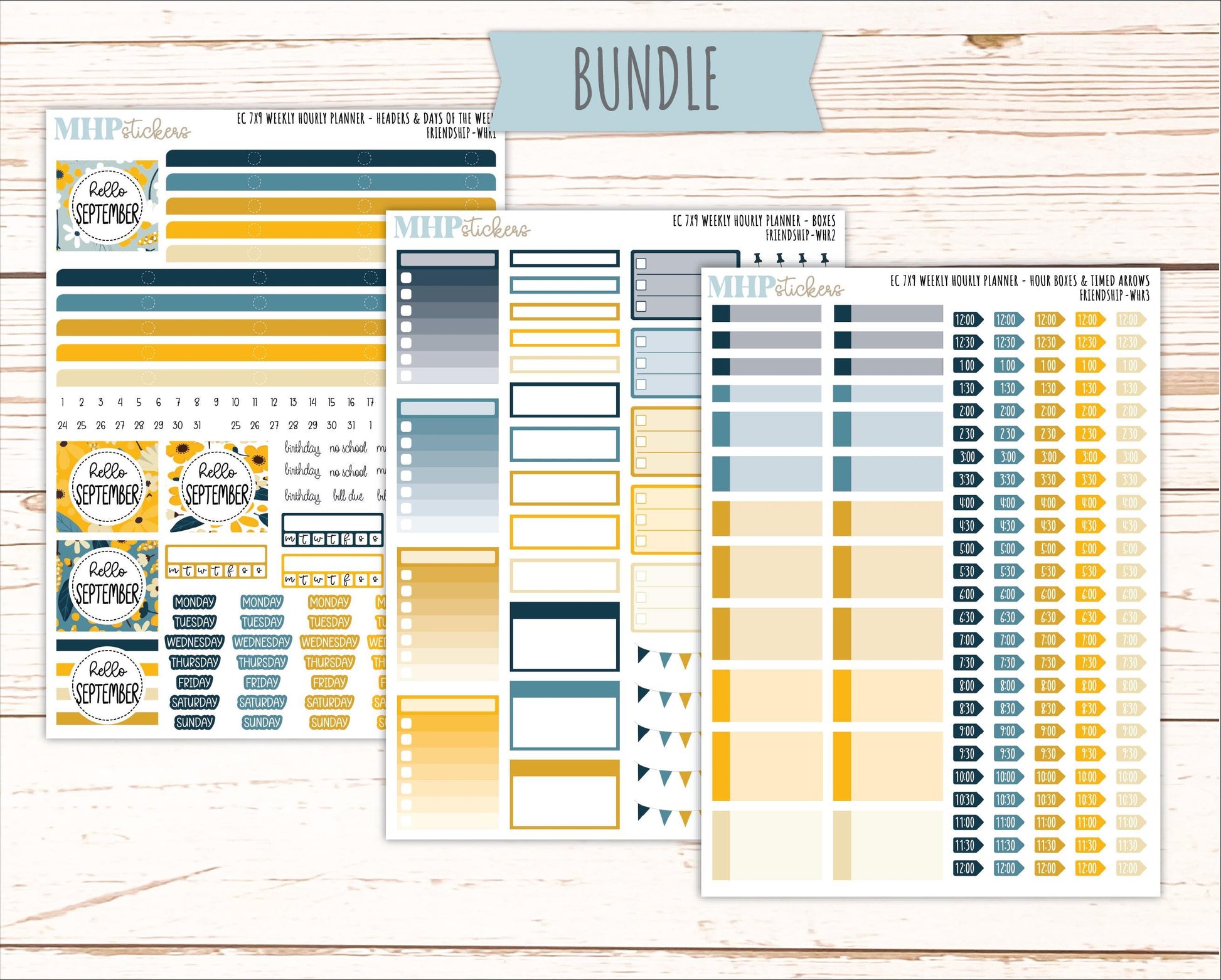 SEPTEMBER Weekly Hourly Planning Kits for 7x9 Erin Condren Planners. 2026 Collection "Friendship" || ECWHR
