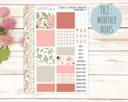 SEPTEMBER Stickers for EC Teacher Lesson Planner - Horizontal Layout. 2026 Collection "Autumn Garden" || ECTH