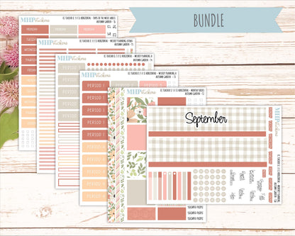 SEPTEMBER Stickers for EC Teacher Lesson Planner - Horizontal Layout. 2026 Collection "Autumn Garden" || ECTH