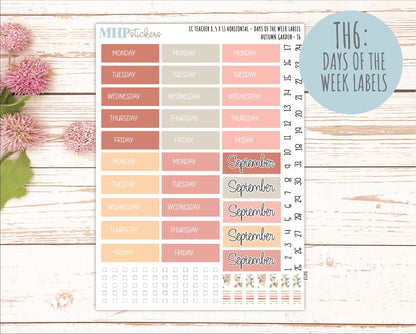 SEPTEMBER Stickers for EC Teacher Lesson Planner - Horizontal Layout. 2026 Collection "Autumn Garden" || ECTH