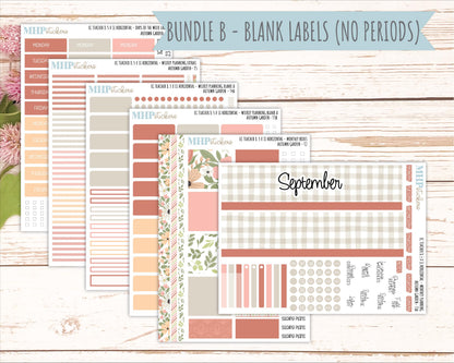 SEPTEMBER Stickers for EC Teacher Lesson Planner - Horizontal Layout. 2026 Collection "Autumn Garden" || ECTH