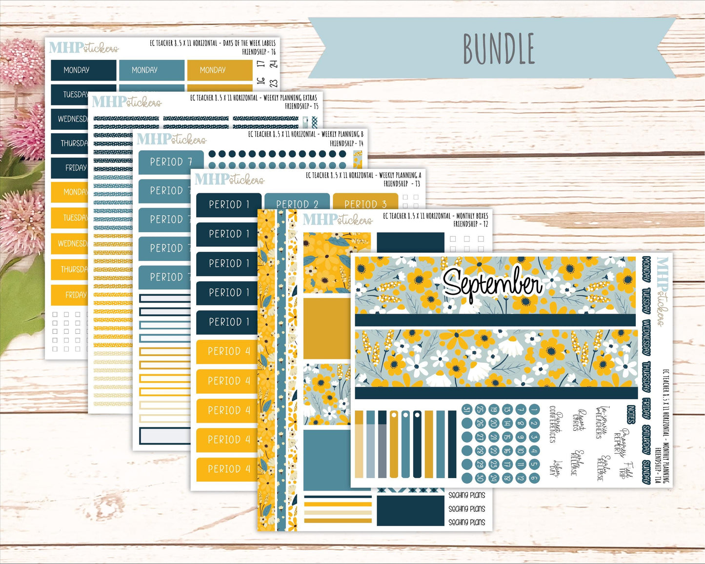SEPTEMBER Stickers for EC Teacher Lesson Planner - Horizontal Layout. 2026 Collection "Friendship" || ECTH