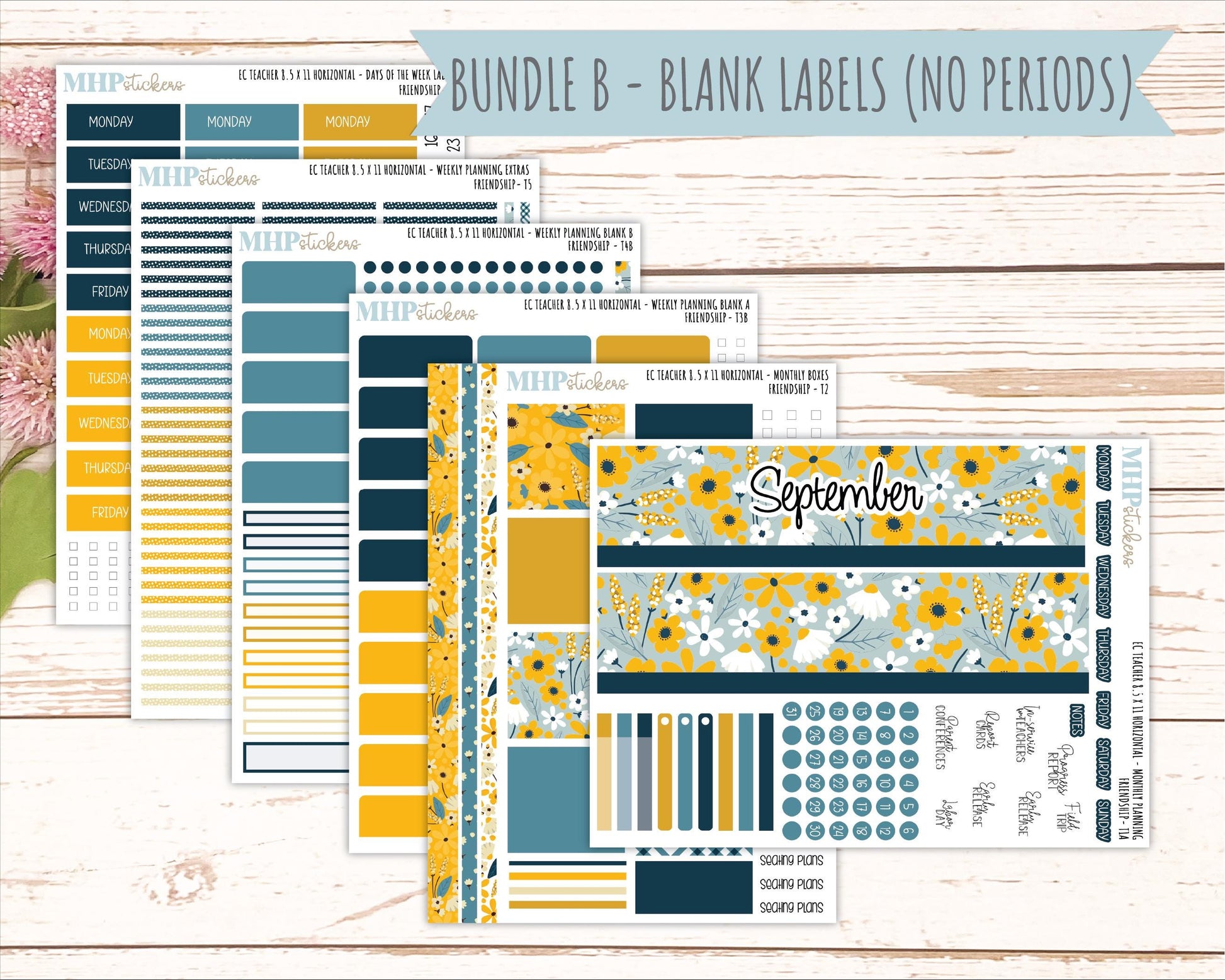SEPTEMBER Stickers for EC Teacher Lesson Planner - Horizontal Layout. 2026 Collection "Friendship" || ECTH