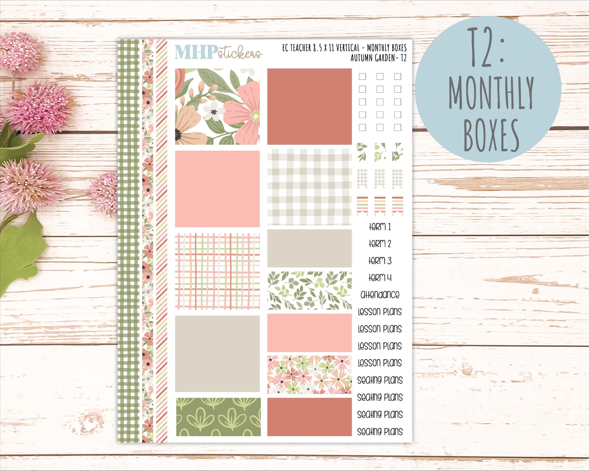 SEPTEMBER Stickers for EC Teacher Lesson Planner - Vertical Layout. 2026 Collection "Autumn Garden" || ECTV