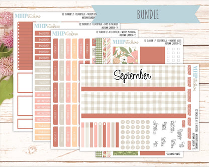 SEPTEMBER Stickers for EC Teacher Lesson Planner - Vertical Layout. 2026 Collection "Autumn Garden" || ECTV