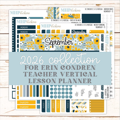 SEPTEMBER Stickers for EC Teacher Lesson Planner - Vertical Layout. 2026 Collection "Friendship" || ECTV
