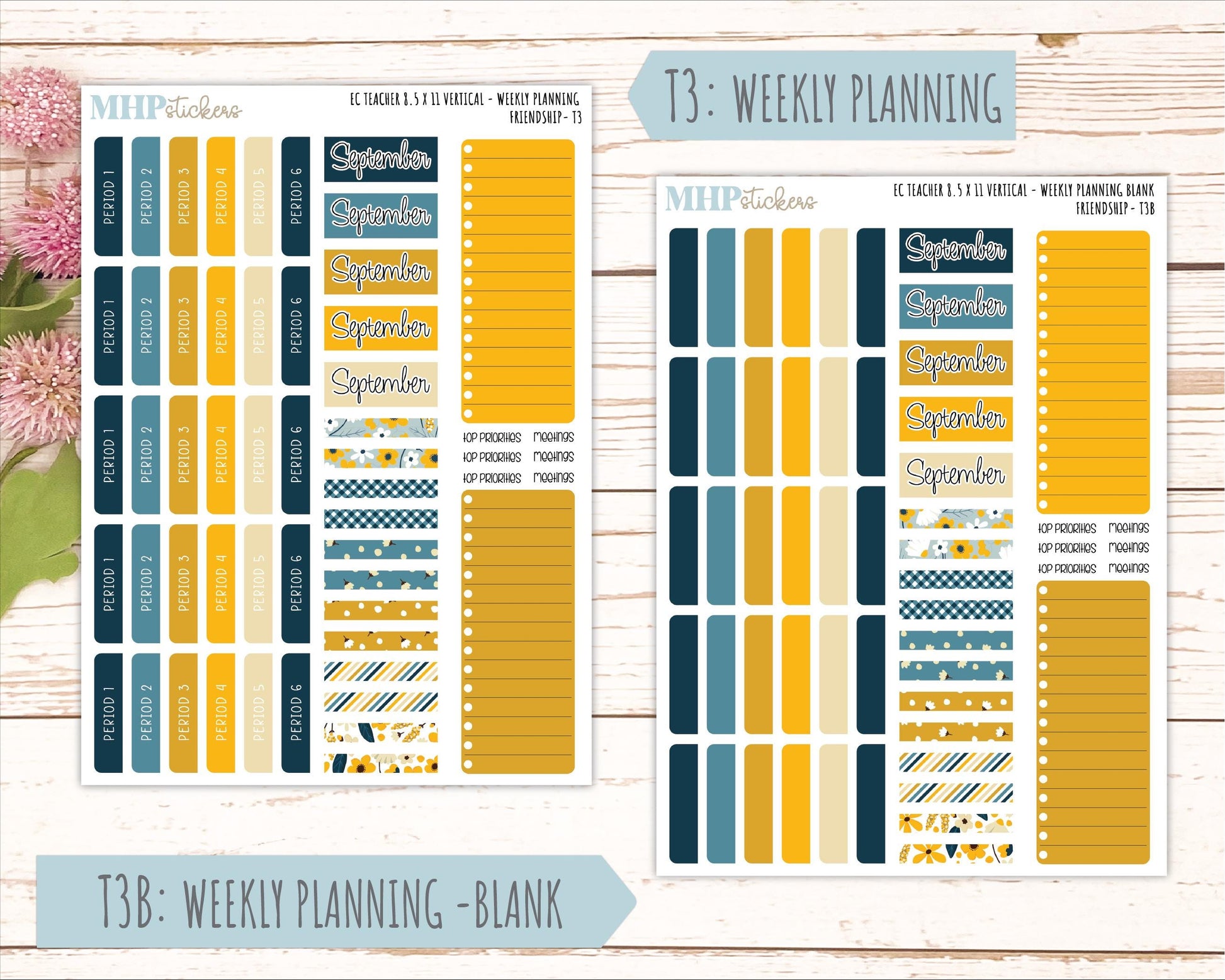 SEPTEMBER Stickers for EC Teacher Lesson Planner - Vertical Layout. 2026 Collection "Friendship" || ECTV