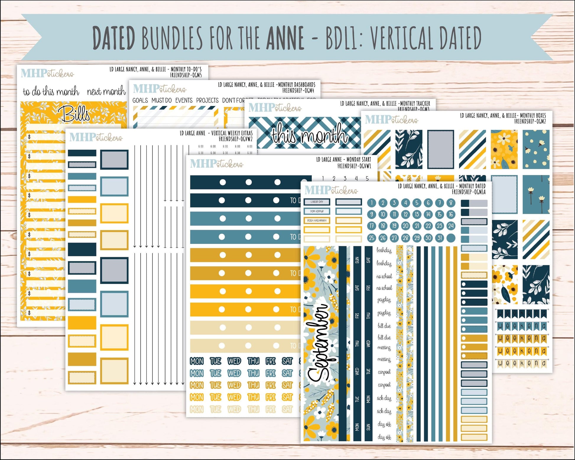 SEPTEMBER 2026 Stickers for Large Nancy, Anne, & Billie Planners. Laurel Denise Planners. "Friendship" || OG