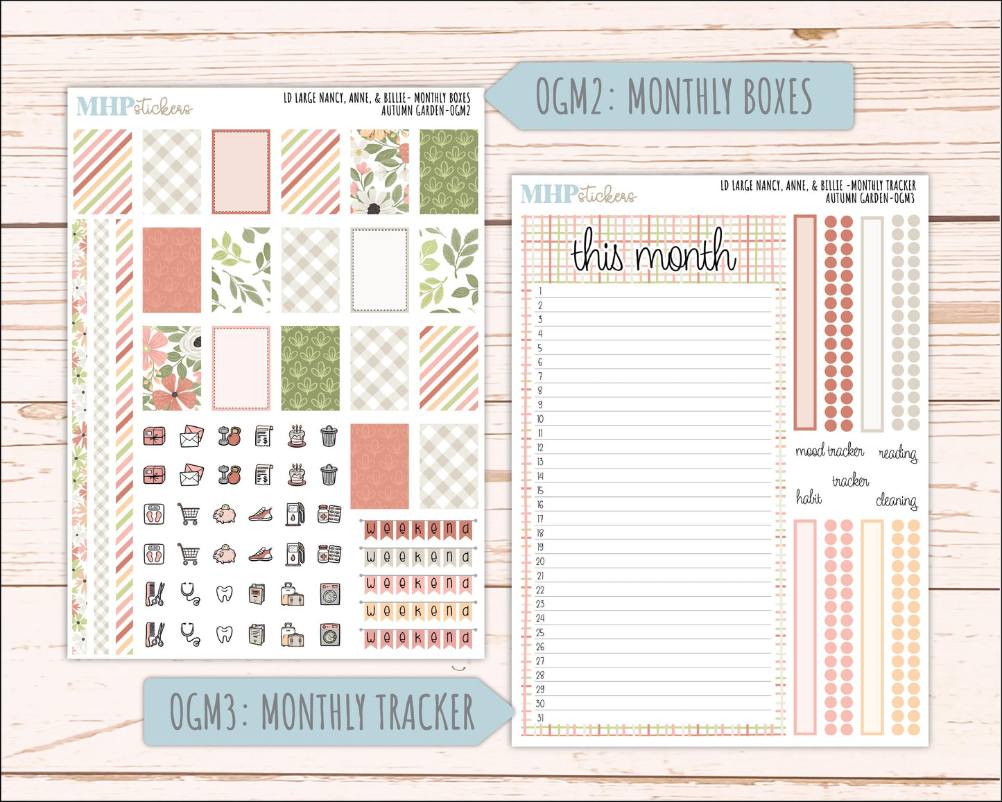 SEPTEMBER 2026 Stickers for Large Nancy, Anne, & Billie Planners. Laurel Denise Planners. "Autumn Garden" || OG
