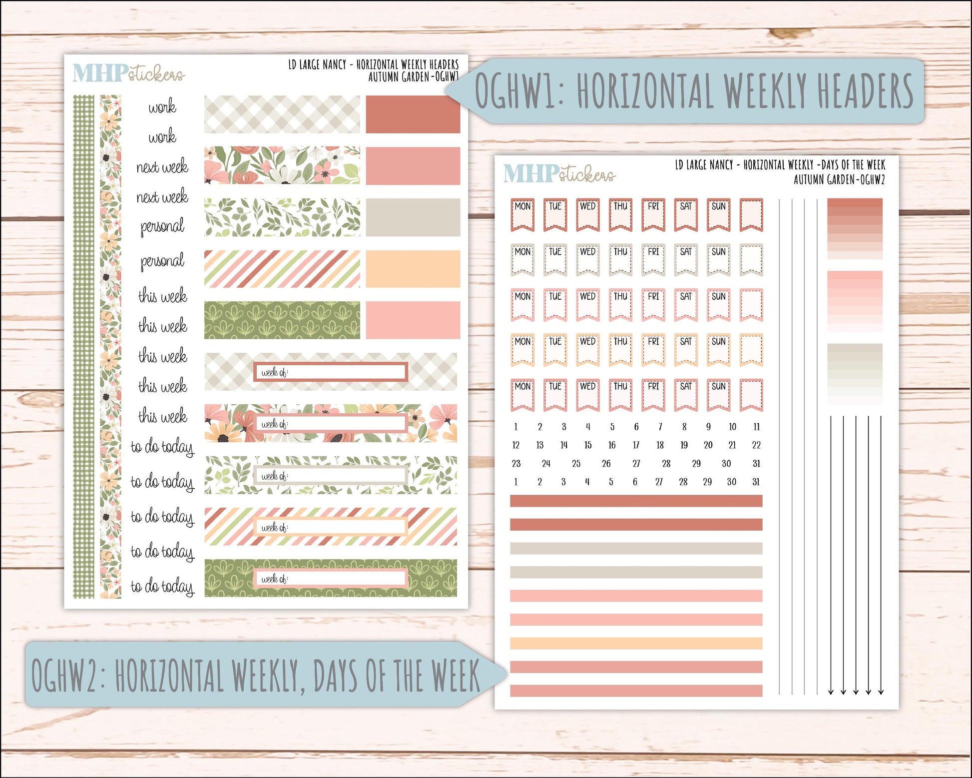 SEPTEMBER 2026 Stickers for Large Nancy, Anne, & Billie Planners. Laurel Denise Planners. "Autumn Garden" || OG