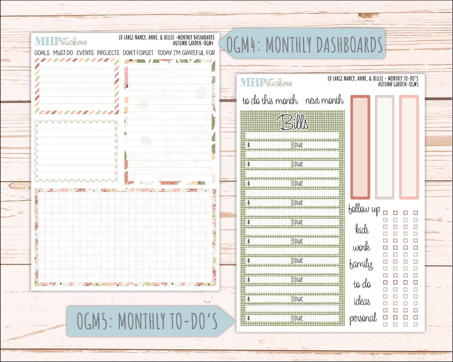 SEPTEMBER 2026 Stickers for Large Nancy, Anne, & Billie Planners. Laurel Denise Planners. "Autumn Garden" || OG