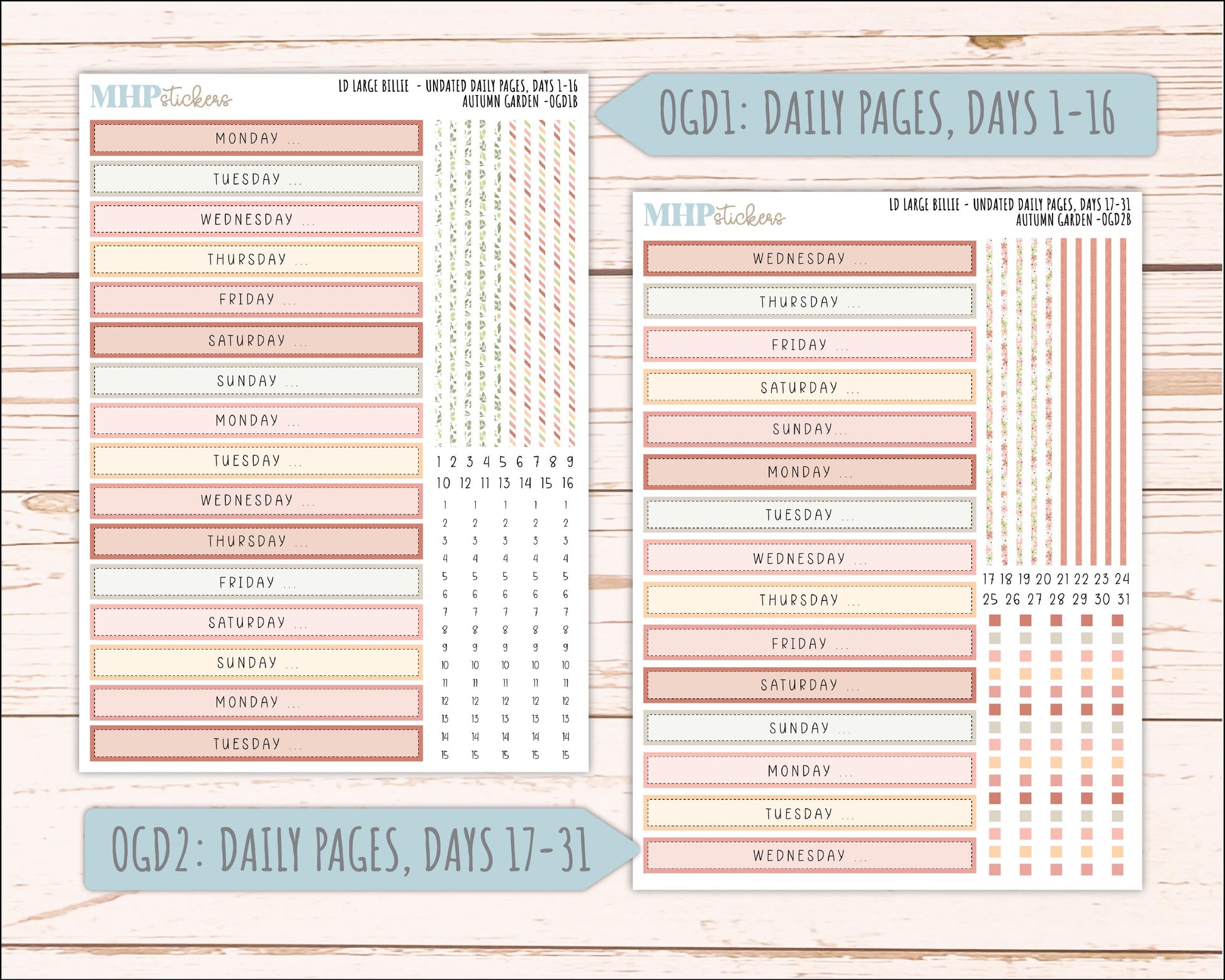 SEPTEMBER 2026 Stickers for Large Nancy, Anne, & Billie Planners. Laurel Denise Planners. "Autumn Garden" || OG