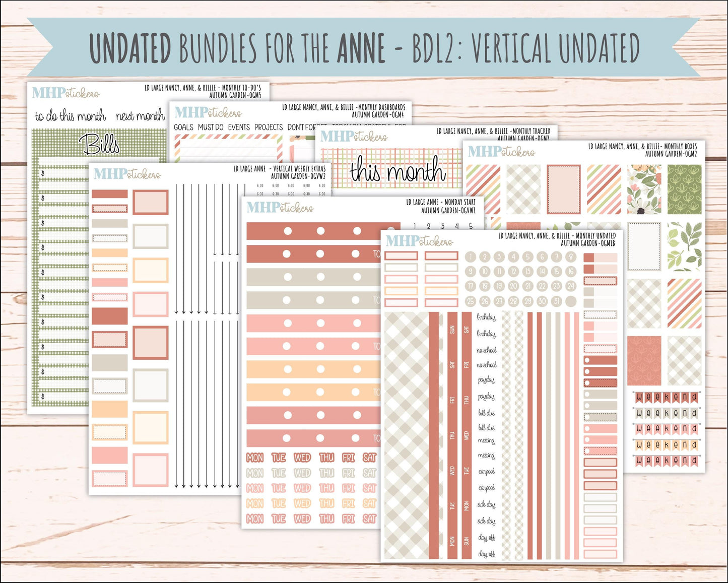 SEPTEMBER 2026 Stickers for Large Nancy, Anne, & Billie Planners. Laurel Denise Planners. "Autumn Garden" || OG