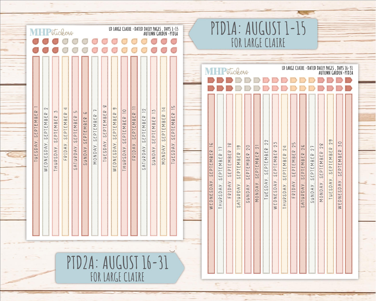 SEPTEMBER 2026 Stickers for the Large Scout, Large Claire, and Large Luna Laurel Denise Planners "Autumn Garden" || PT