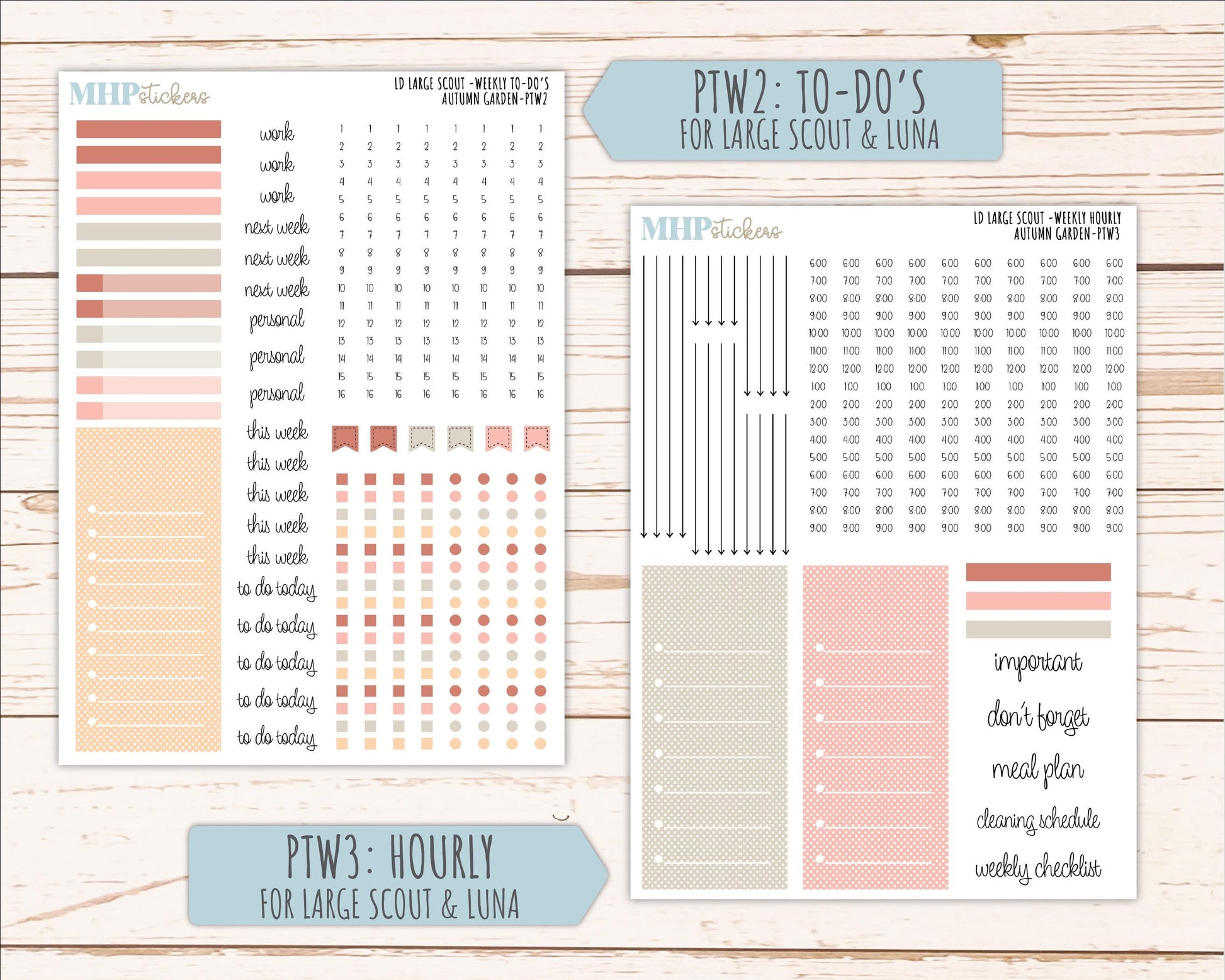 SEPTEMBER 2026 Stickers for the Large Scout, Large Claire, and Large Luna Laurel Denise Planners "Autumn Garden" || PT